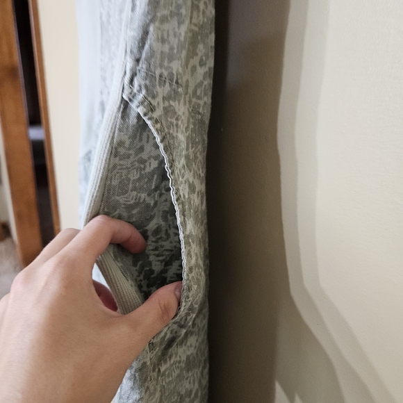 Linen Lina Tomei Shift Dress Made In Italy Size M Pockets Neutral Sage Color - Picture 6 of 6